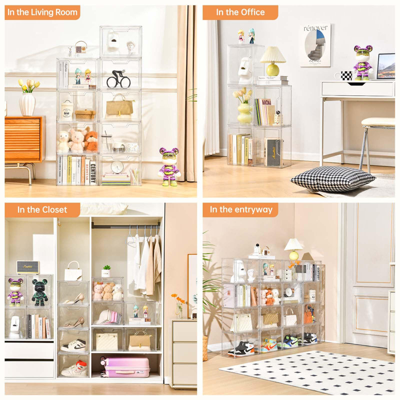 Clear purse storage boxes top